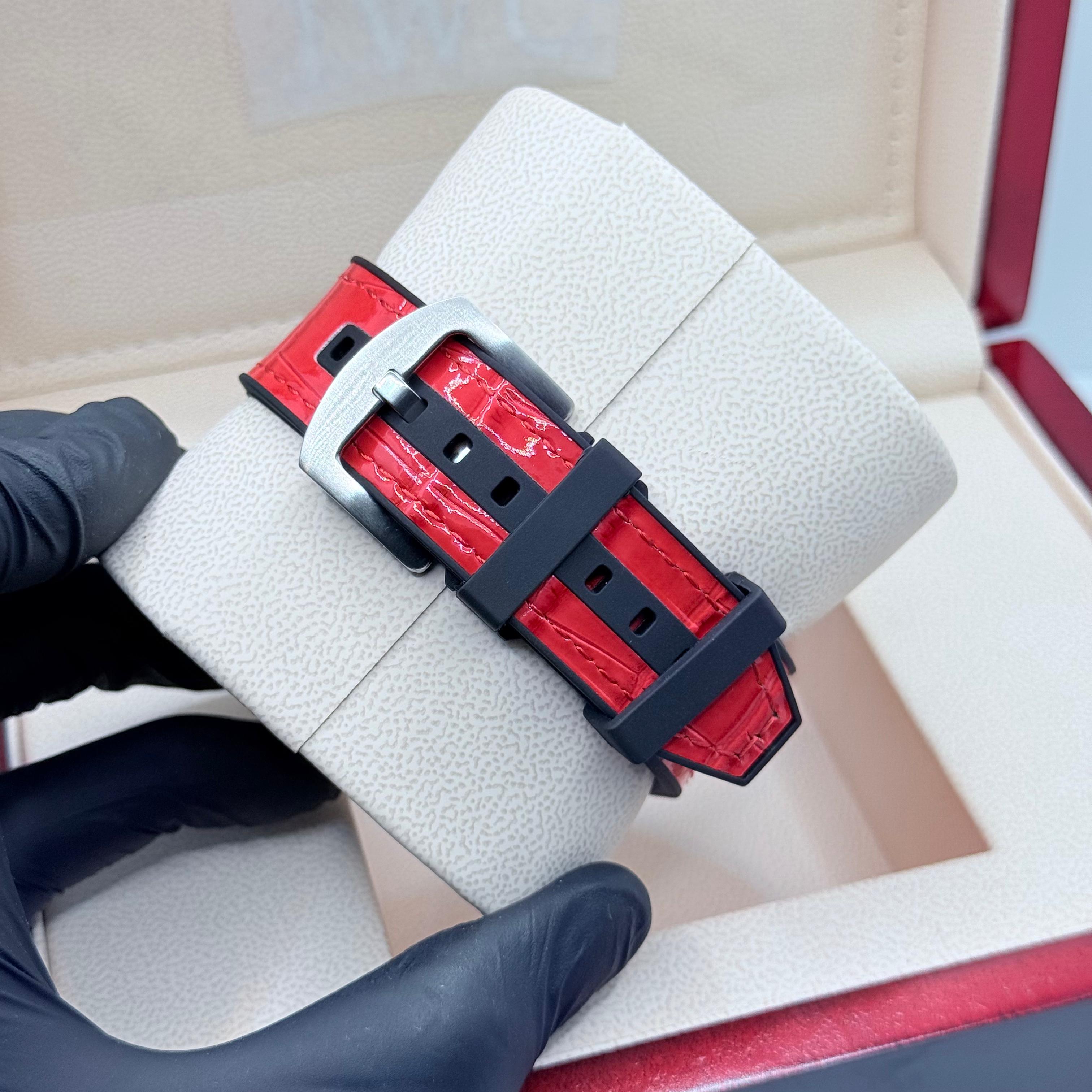 FM Red strap with white diamond watch